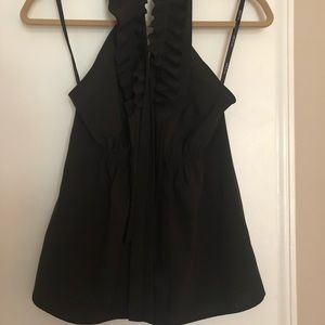 Black halter top with ruffle